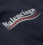 Balenciaga - Printed Loopback Cotton-Jersey Hoodie - Men - Navy