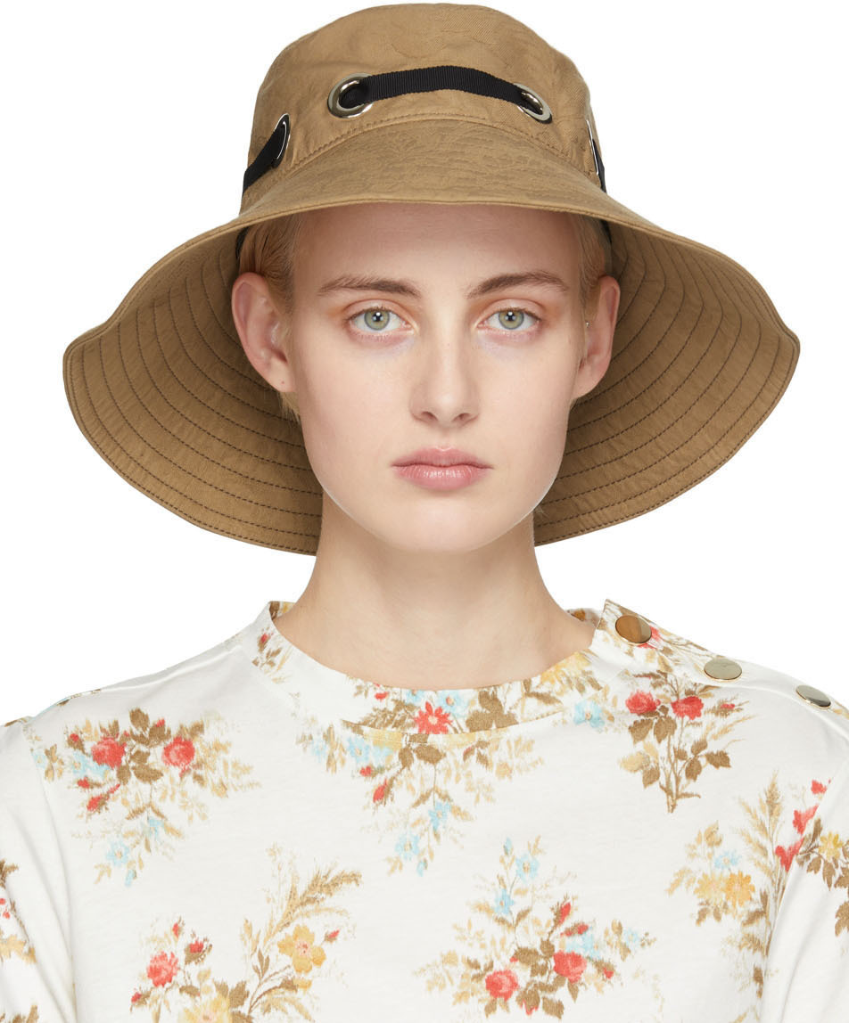 Erdem Tan Cotton Jacquard Bucket Hat Erdem