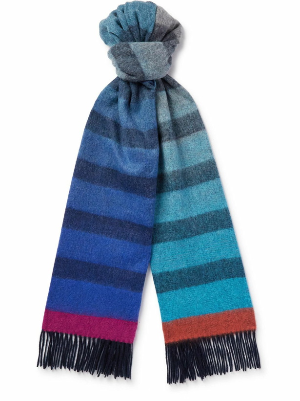 Photo: Paul Smith - Fringed Striped Wool and Cashmere-Blend Scarf