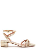 Aquazzura Heatwave 35 Ribbed Metallic Sandals Gold