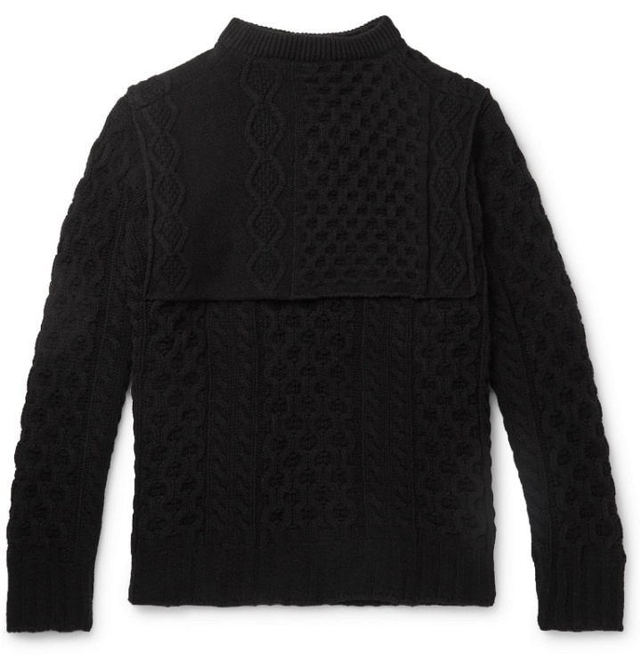 Photo: Raf Simons - Layered Cable-Knit Virgin Wool Sweater - Black