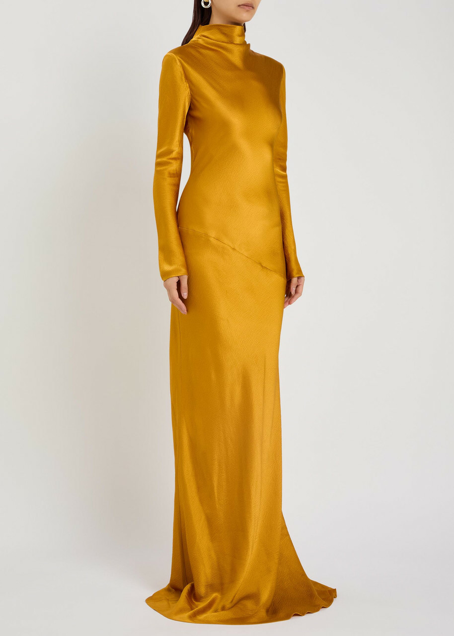 Tove Gio Crinkled Silk Gown Gold
