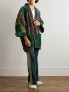 KAPITAL - Tugihagi Kesa Colour-Block Wool, Linen and Cotton-Blend Cardigan