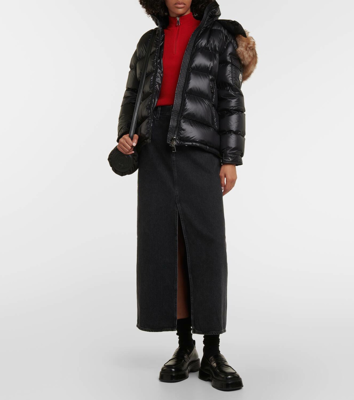 【MONCLER】MAIREFUR DOWN JACKET Moncler Mairefur shearling-trimmed down jacket Moncler