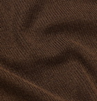 TOM FORD - Slim-Fit Satin-Trimmed Ribbed Silk-Blend Polo Shirt - Brown