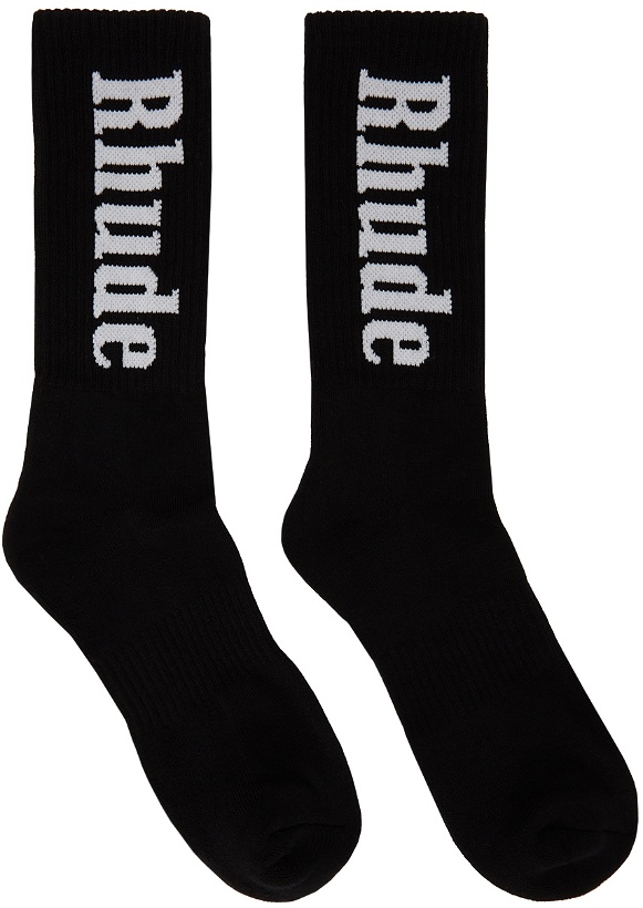 Photo: Rhude Black Vertical Logo Socks