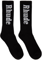 Rhude Black Vertical Logo Socks