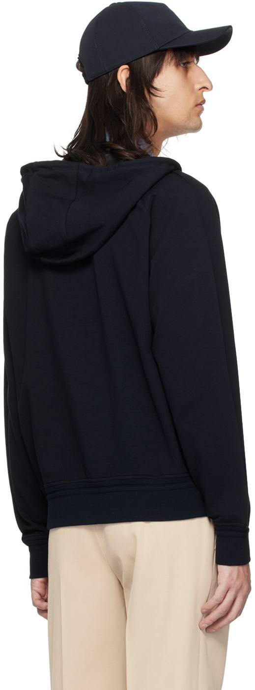 ZEGNA Navy Two-Way Zip Hoodie