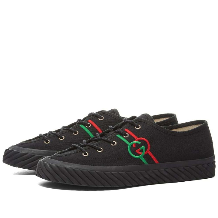 Photo: Gucci Men's Tortuga Logo Sneakers in Black