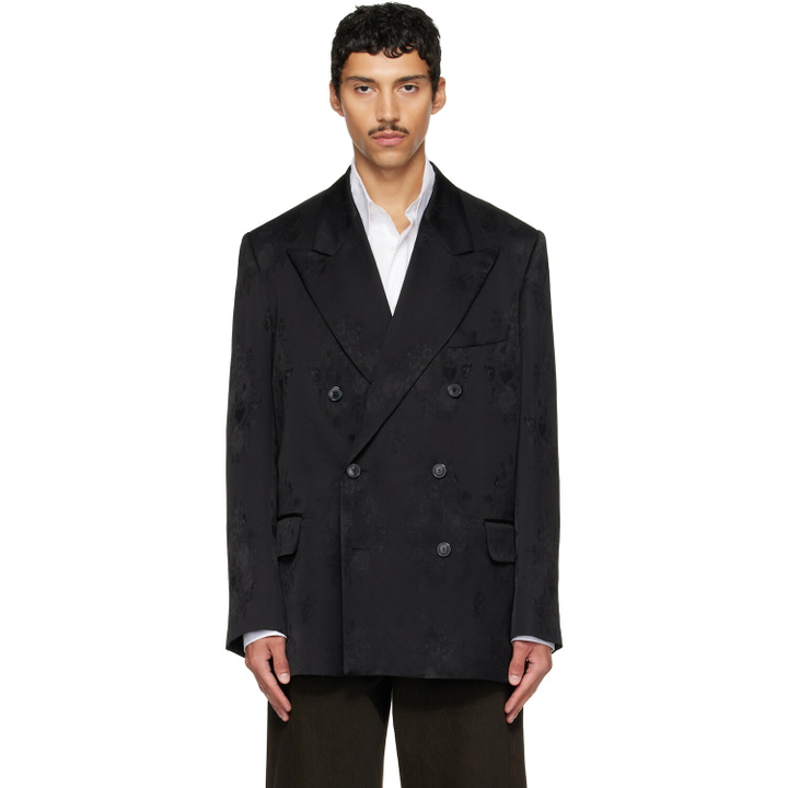 Photo: Dries Van Noten Black Oversized Jacquard Blazer