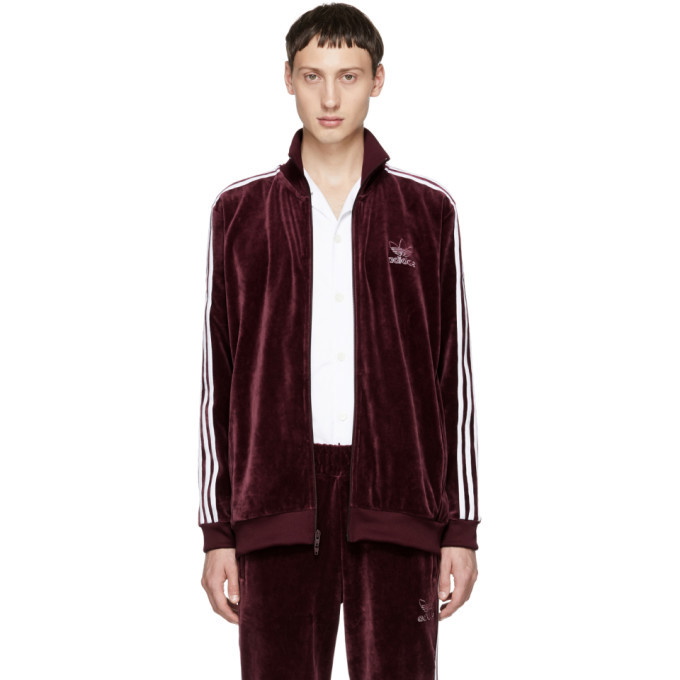 adidas Originals Maroon Velour BB Track Jacket adidas Originals