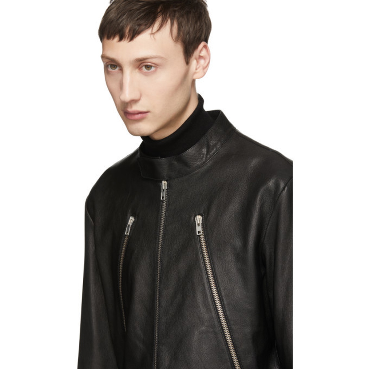 Maison Margiela Black 5-Zip Leather Jacket Maison Margiela