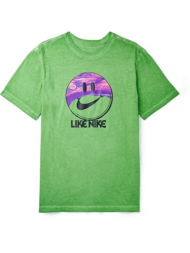 Photo: NIKE - Printed Cotton-Jersey T-Shirt - Green