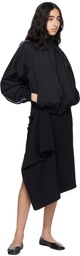 ALAINPAUL Black Gathered Neck Track Jacket