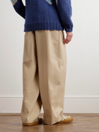 Loewe - Paula's Ibiza Straight-Leg Pleated Cotton-Twill Trousers - Neutrals