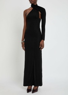 Courrèges One-shoulder Stretch-crepe Gown Black