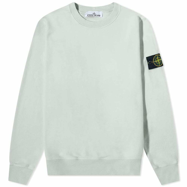 Photo: Stone Island Men's Brushed Cotton Crew Neck Sweat in Pearly Grey