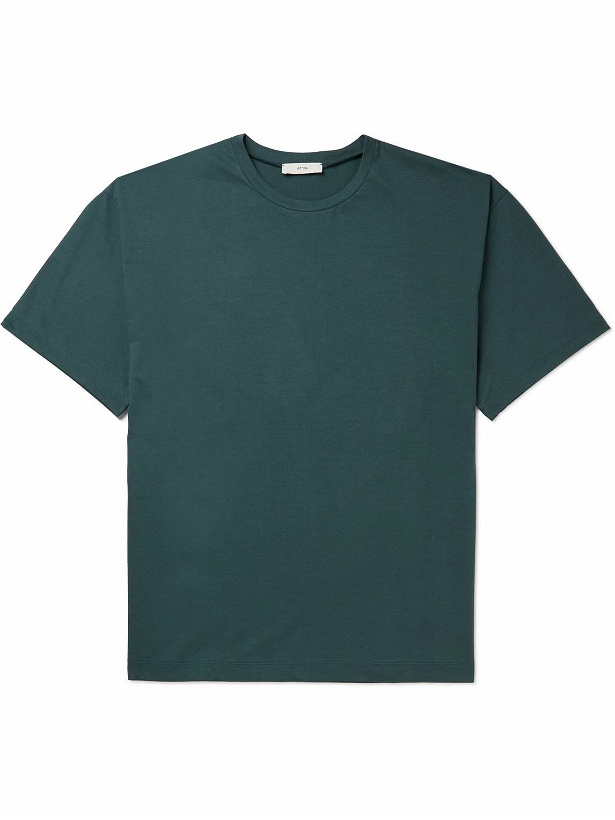 Photo: ATON - Nuback Oversized Cotton-Jersey T-Shirt - Green