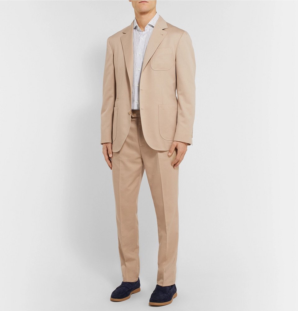 Cotton Blend Shirt in Beige - Brunello Cucinelli