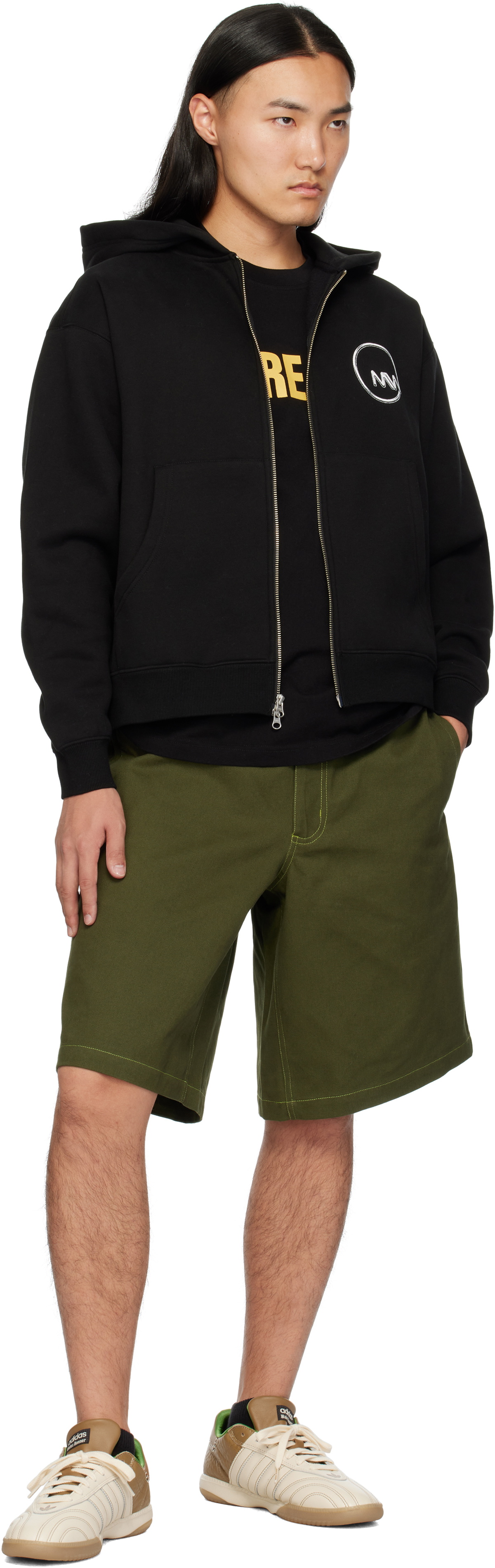 Metalwood Studio Green Zip-Fly Denim Shorts