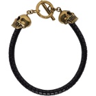 Alexander McQueen Black T-Bar Skull Bracelet