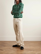 Casablanca - Slim-Fit Logo-Embellished Metallic Jacquard-Knit Sweater - Green