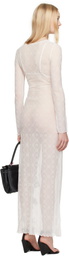 Marine Serre White Moonogram Mesh Flock Maxi Dress