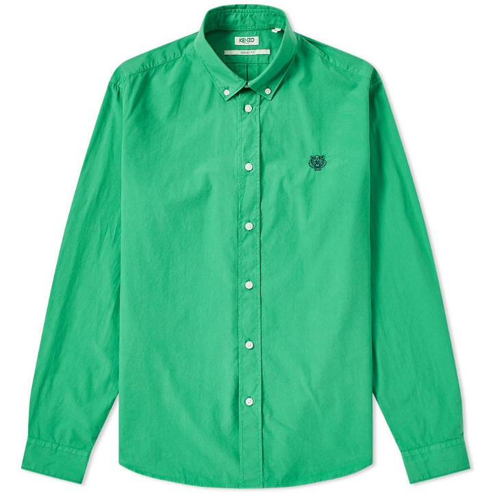 Photo: Kenzo Button Down Tiger Poplin Shirt Green