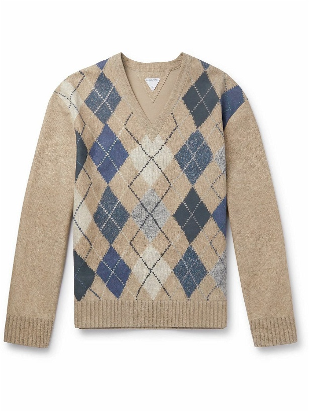 Photo: Bottega Veneta - Argyle-Print Leather Sweater - Brown