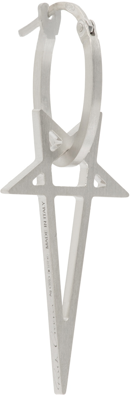 Rick Owens Silver Pentagram Single Earring