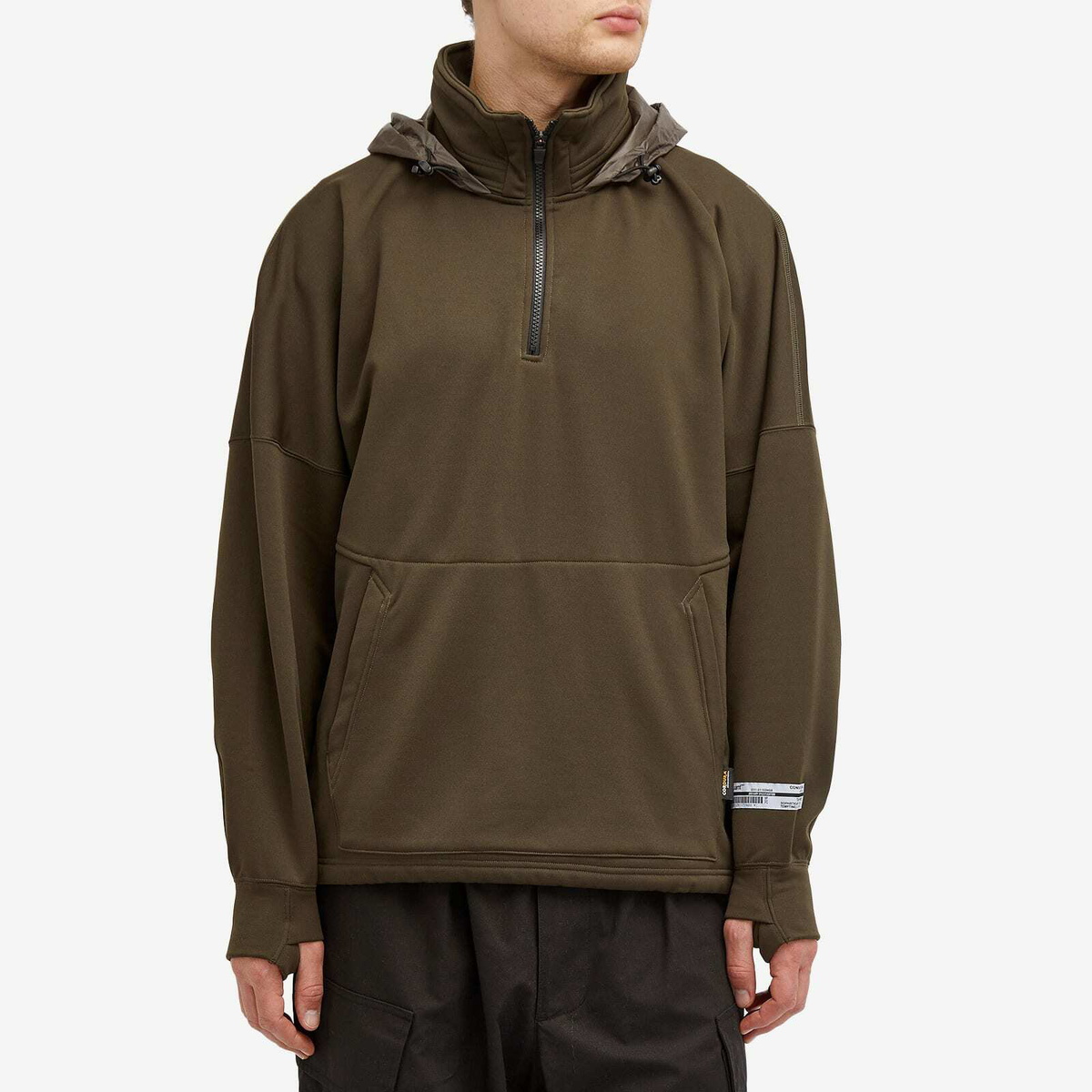 Poliquant Men's Fleece Hooded Quarter Zip Sweatshirt in Olive