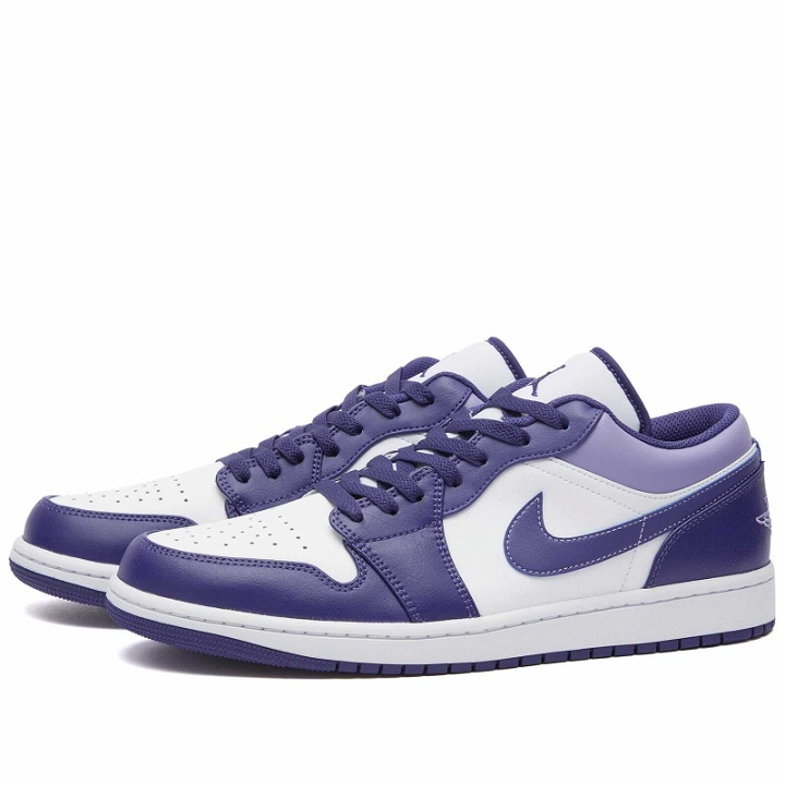 Photo: Air Jordan Men's 1 Low Sneakers in Purple/White