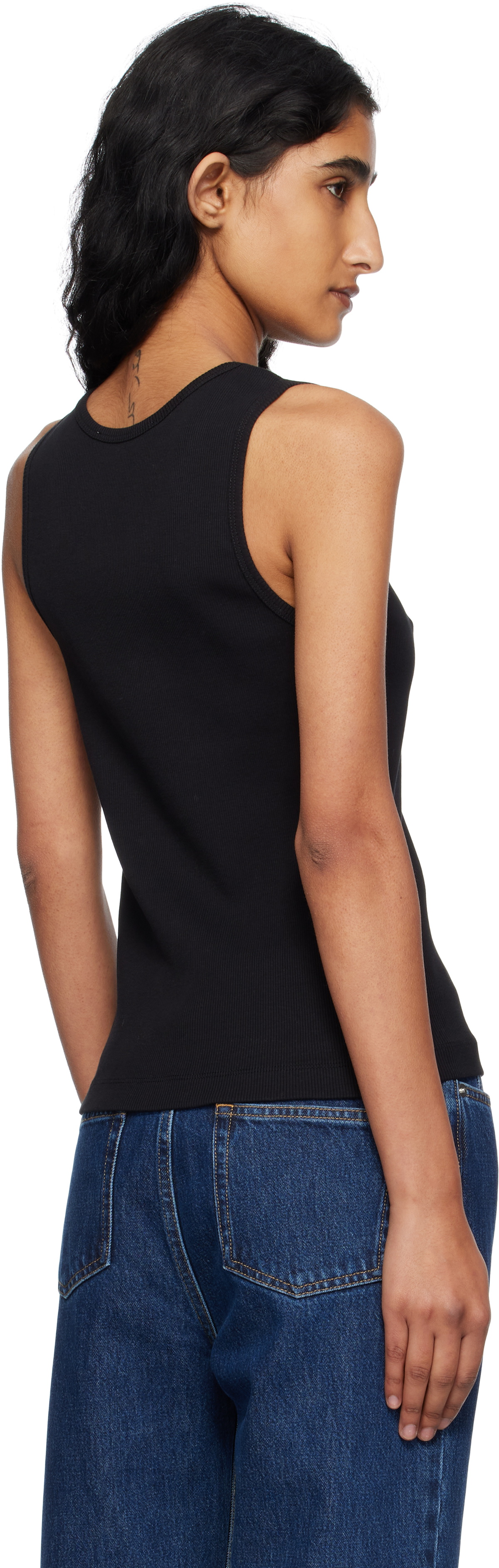Maison Kitsuné Black 'Baby Fox' Ribbed Tank Top