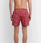 Drake's - Mid-Length Printed Swim Shorts - Red