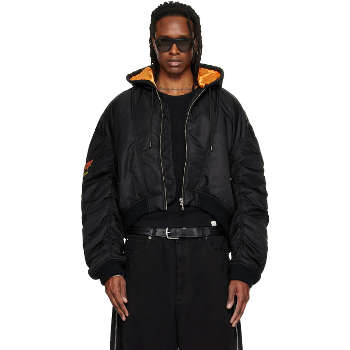 Photo: LU'U DAN Black Distorted MA1 Bomber Jacket