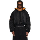 LU'U DAN Black Distorted MA1 Bomber Jacket