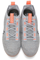 Nike Grey & Orange Air Vapormax 2021 FlyKnit Sneakers