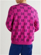 GUCCI - Logo-Intarsia Cotton Cardigan - Pink