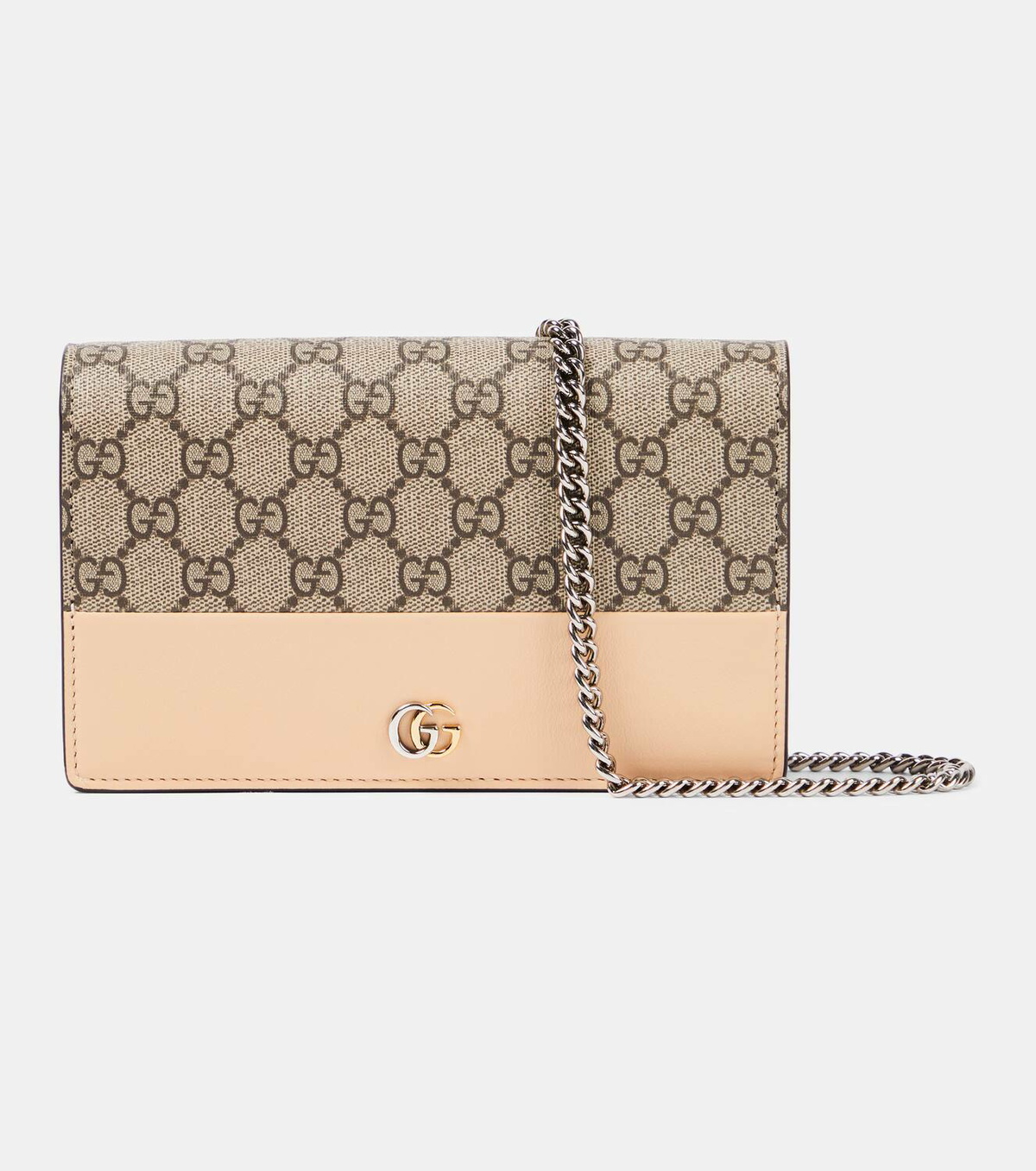 【関税&送料込】Gucci Portafogli Gg Marmont GUCCI GG Marmont Silver Chain Shoulder Wallet Pink Leather