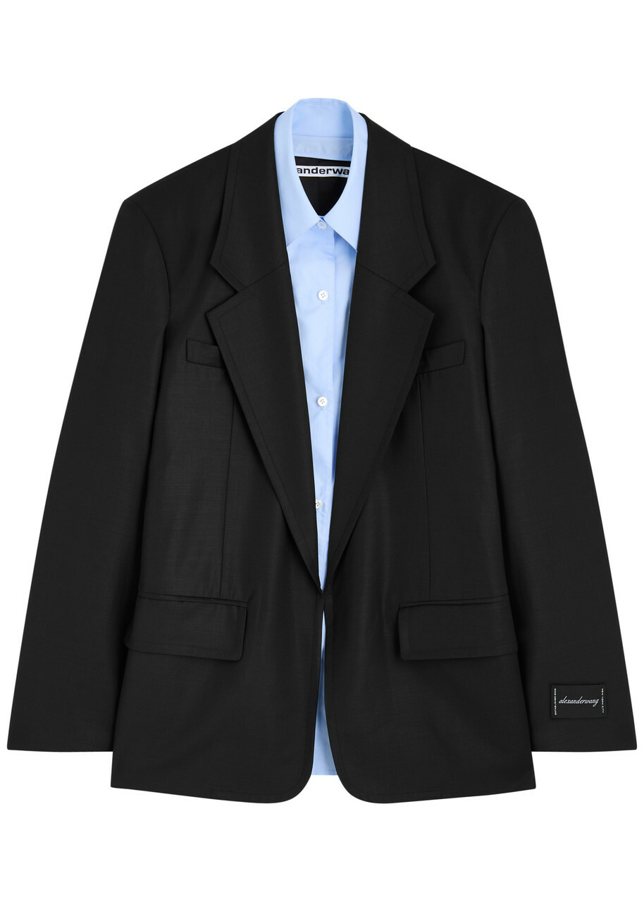 Alexander wang 3点セット Alexander Wang Shirt-layered Wool-blend Blazer Black