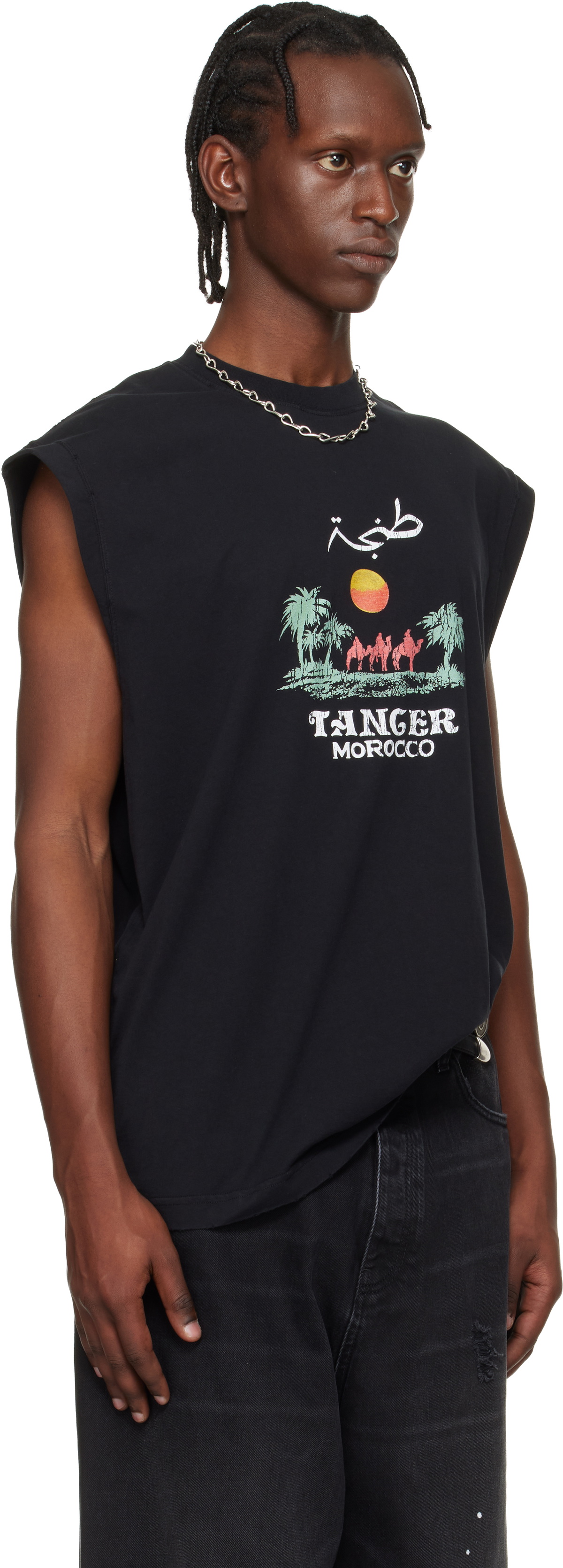 VETEMENTS Black 'Morocco' Tourist Sleeveless Top