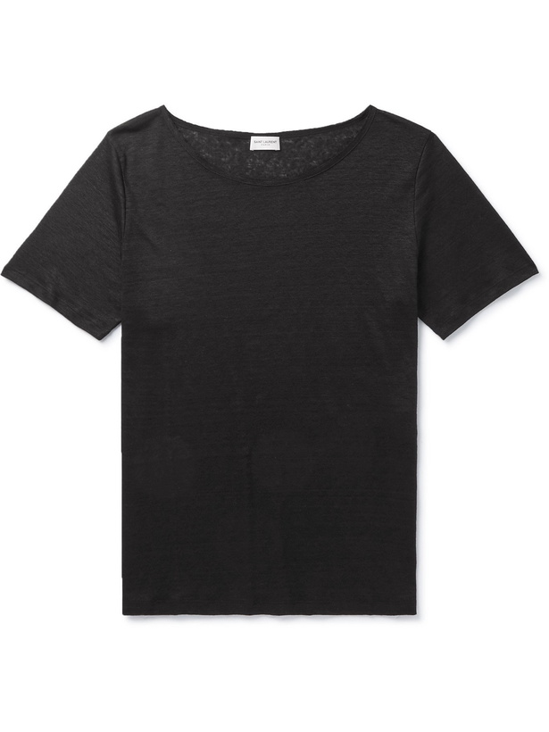 Photo: SAINT LAURENT - Slub Linen T-Shirt - Black - S