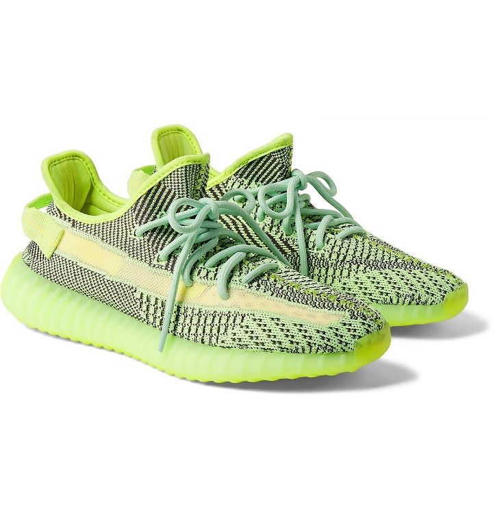 Photo: adidas Originals - Yeezy Boost 350 V2 Glow-in-the-Dark Primeknit and Mesh Sneakers - Green