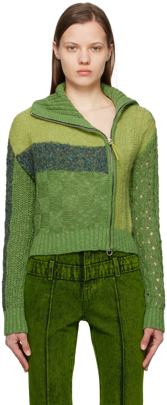 Andersson Bell Green Patchwork Zip Cardigan Andersson Bell