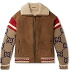 Gucci - Logo-Jacquard and Shearling Jacket - Brown