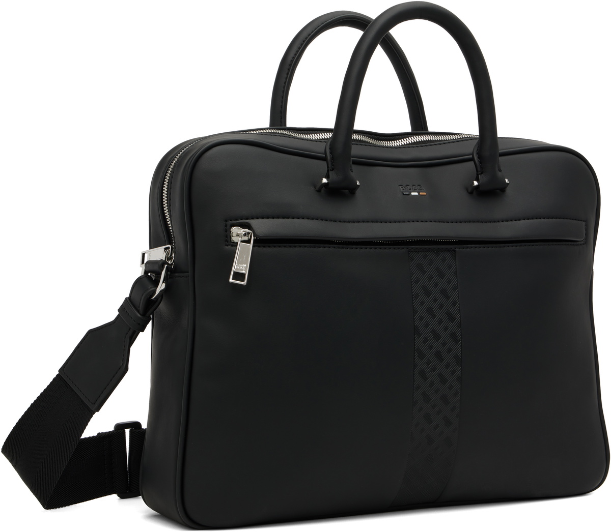 BOSS Black Structured Signature Trims Briefcase