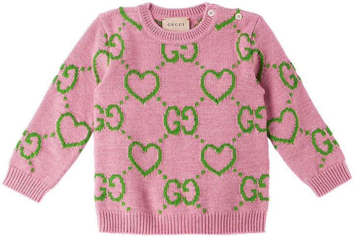 Photo: Gucci Baby Pink GG Hearts Sweater