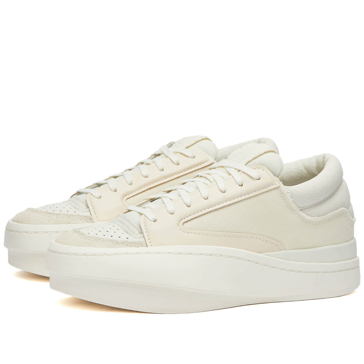 Photo: Y-3 Men's Lux Bball Low Sneakers in Cream White/Off White/Wonder White