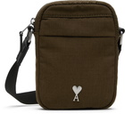 AMI Paris Khaki Canvas Small Ami de Coeur Crossbody Bag