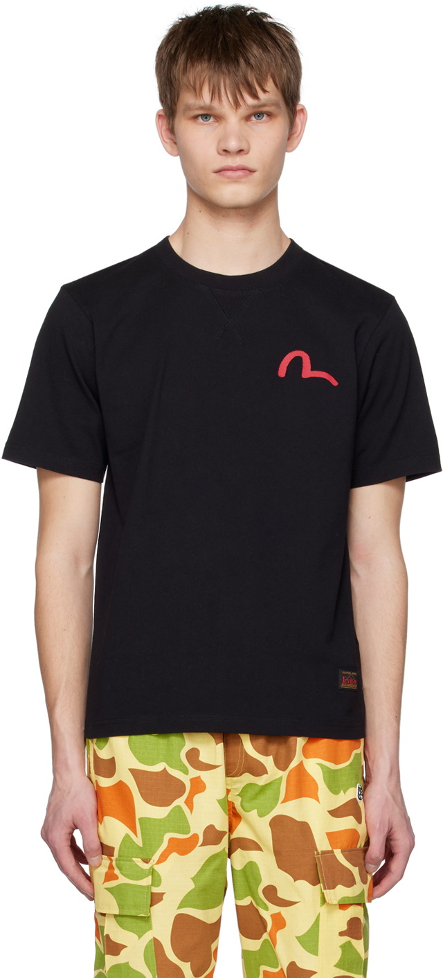 Evisu Black Printed T-Shirt